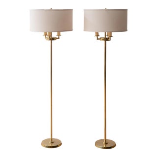 Pair of 1950s Brass Robsjohn-Gibbings Floor Lamps For Sale