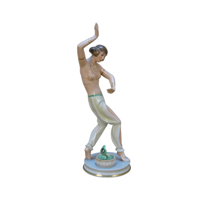 Art Deco Antique Rosenthal Gustav Oppel Salambo Porcelain Snake Charmer Figurine 11" For Sale - Image 3 of 14