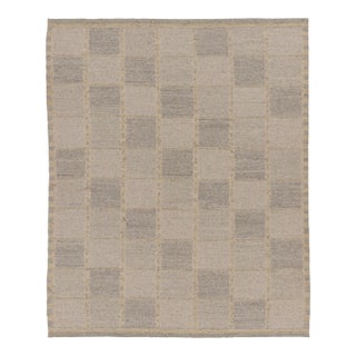 Contemporary Scandinavian Style Checkered Grid Wool Rug by Rug & Kilim, India For Sale