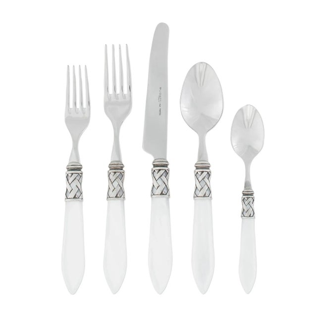 VIETRI Aladdin Antique Flatware White Five-Piece Place Setting For Sale - Image 10 of 10