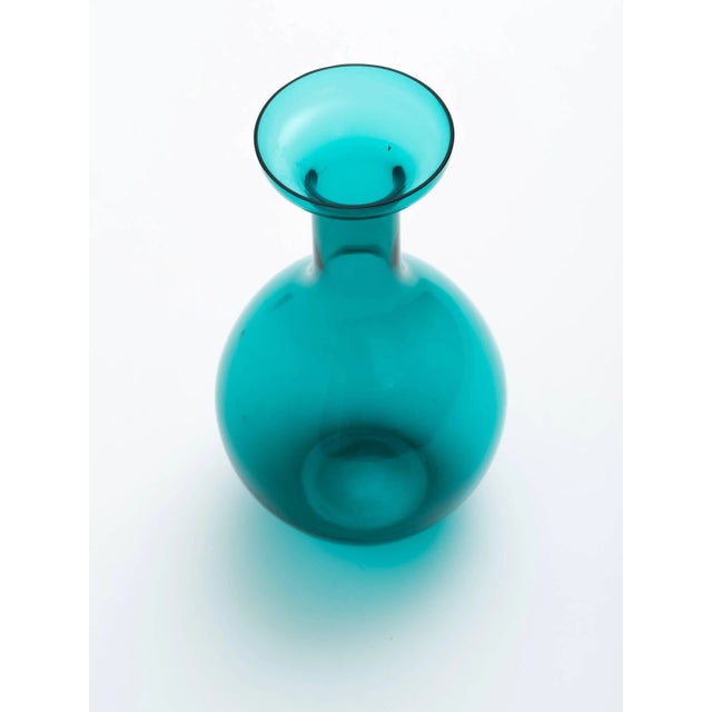 Empoli Tall Italian Green Glass Bottle Vase For Sale - Image 4 of 6