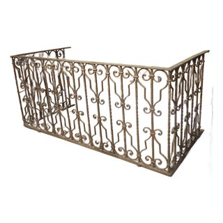Antique Italian Wrought Iron Balcony Railing as Console Table Base, 19th Century For Sale