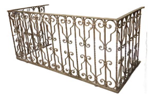 Antique Italian Wrought Iron Balcony Railing as Console Table Base, 19th Century