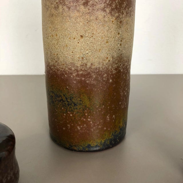 German Ceramic Studio Pottery Vase by Elmar & Elke Kubicek, 1970s, Set of 3 For Sale - Image 14 of 18