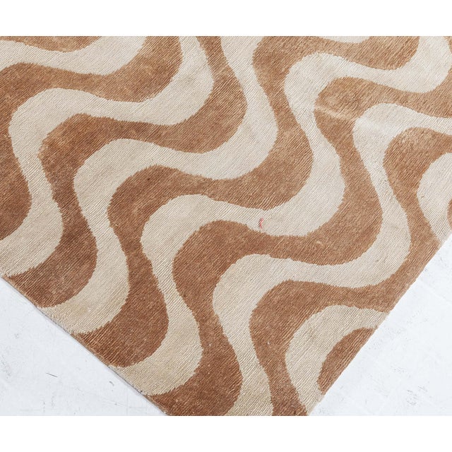 Early 21st Century Modern Gold Waves Design Handmade Wool and Silk Rug by Doris Leslie Blau For Sale - Image 5 of 6