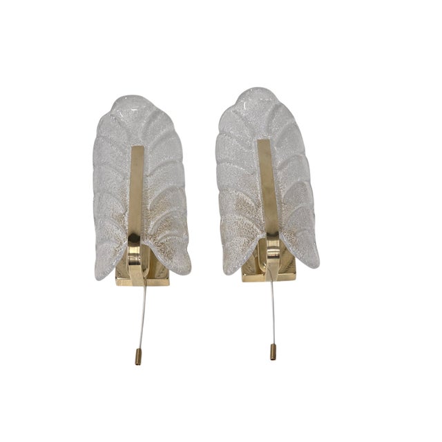 Mid-Century Modern Wall Lights Acanthus Leaf by Orrefors and JBS Fagerlund and Carl Fagerlund, Sweden, 1960s, Set of 2 For Sale - Image 3 of 16