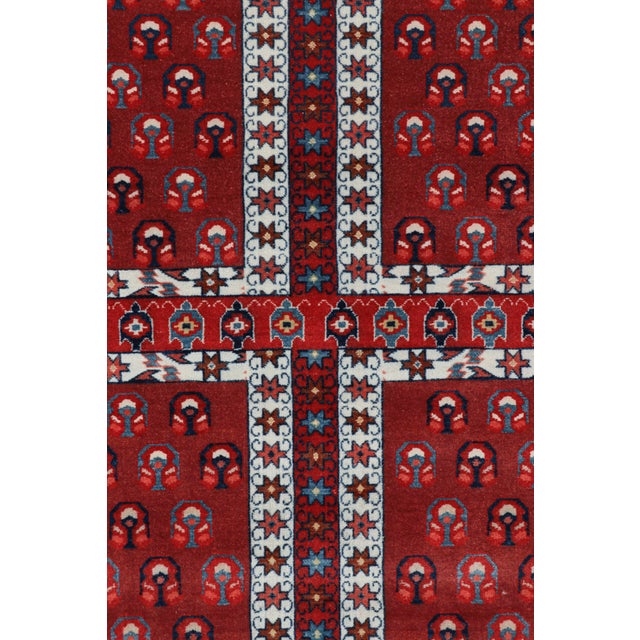 Modern Rug & Kilim’s Yomut Ensi Style Rug in Red and White With Geometric Patterns For Sale - Image 3 of 8
