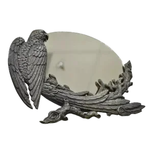 Antique Art Deco Cast Iron Eagle Phoenix Bird Vanity Table Top Mirror