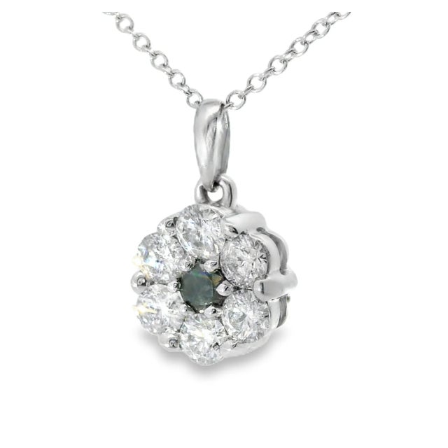14K White Gold Black & White Diamond Estate Pendant Add elegance and striking contrast to your collection with this Estate...
