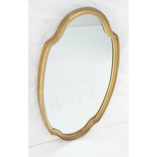 Gold Mid Century Shield Shape Large Oval Gold Gilt Leaf Wall Mirror For Sale - Image 8 of 8
