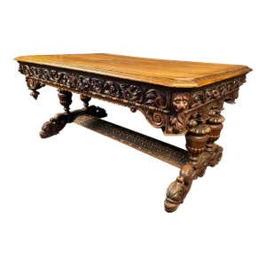 19th Century Antique French Flemish Oak Dining Table