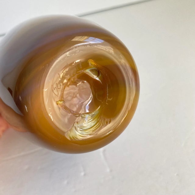 Glass Vintage Eric Berlin Art Glass Swirl Vase Hand Blown Alder House Oregon Signed Berlin 78 For Sale - Image 7 of 8