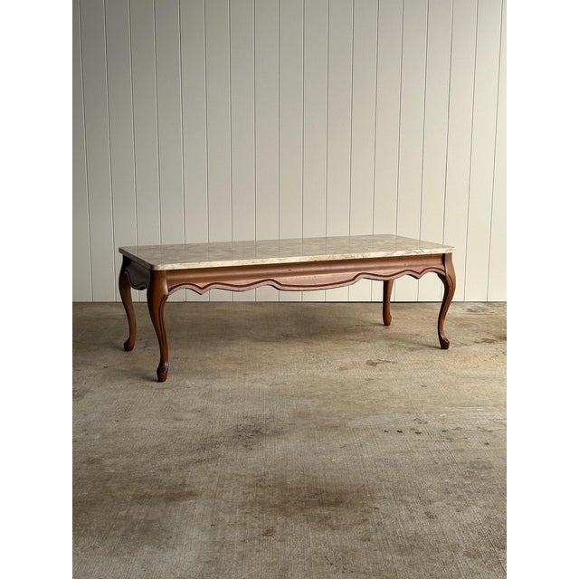 French Provincial Vintage French Marble Cocktail Table, C. 1950 For Sale - Image 3 of 15