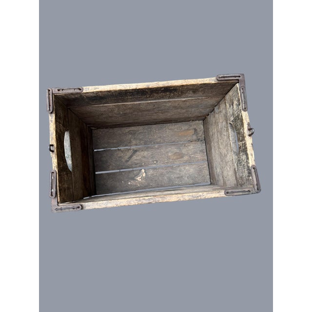 Brown Antique Hubbard's Wire Sewed Wood Folding Box Crate For Sale - Image 8 of 13