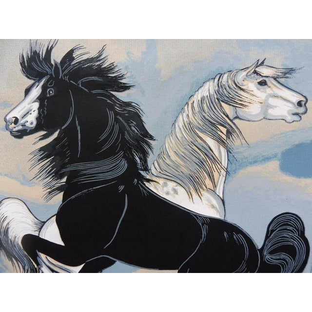 Paper Virgil, Study of Stallions, 1970s, Watercolor & Ink, Framed For Sale - Image 7 of 14