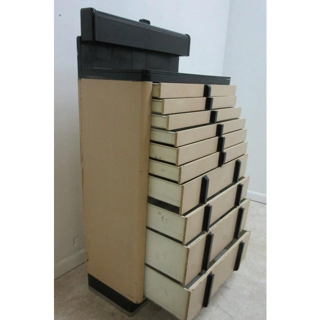 1940s Art Deco Dental Cabinet Industrial Medical Chest Dresser Tan 10 Drawer For Sale - Image 12 of 12