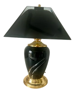 Black and Gold Blown Glass Lamp, 1970s