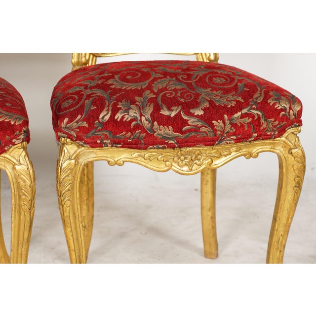 19th Century French Louis XV Rococo Revival Style Giltwood Side Chairs For Sale - Image 9 of 10