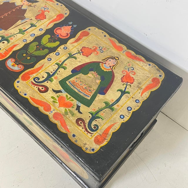 D. 1958 Peter Hunt Handpainted Folk Art Wedding Chest, Provincetown For Sale - Image 4 of 9