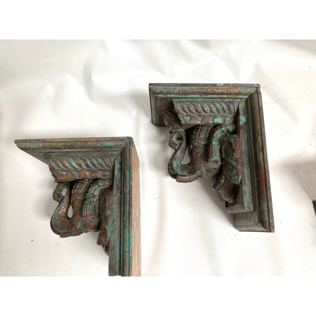Elephant Bracket Blue Wall Mount Shelf or Book Ends Pair 1950 For Sale - Image 6 of 9
