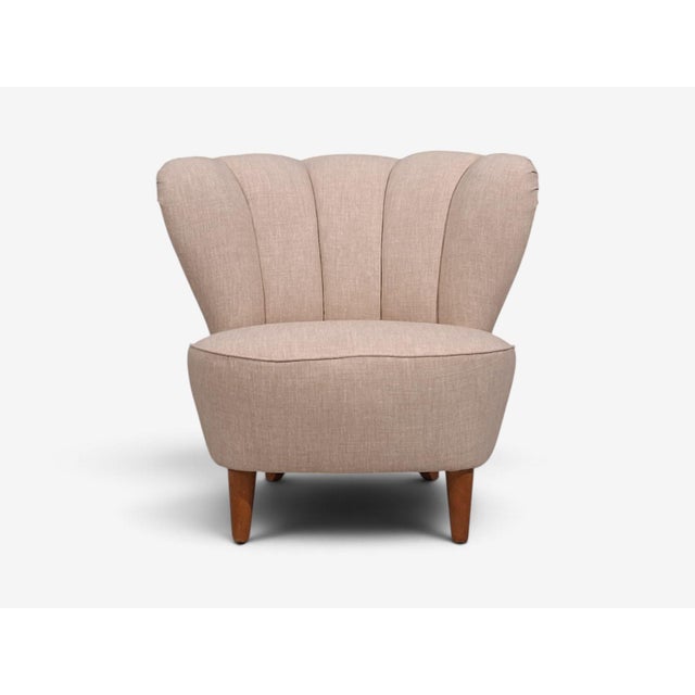 Carl-Johan Boman, Lounge Chairs, Beige Linen, Wood, Finland, 1950s For Sale In New York - Image 6 of 11