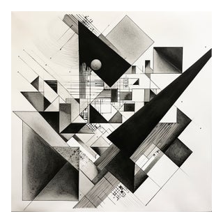 20" X 20" Black and White Abstract Minimalist Limited Edition Print For Sale