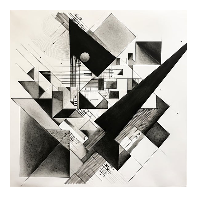20" X 20" Black and White Abstract Minimalist Limited Edition Print For Sale