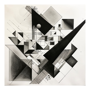20" X 20" Black and White Abstract Minimalist Limited Edition Print