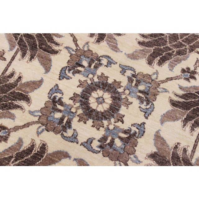 Shabby Chic Eclectic Ziegler Ivory/Brown Wool Round - Rug 9'11'' X 9'11'' For Sale - Image 3 of 9