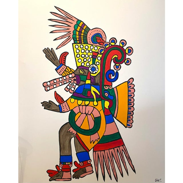 Beautiful Mexican/Aztec oversized oil on canvas painting titled “Quetzalcóatl” #2 out of 2. Made by Mexican artis Uriel...