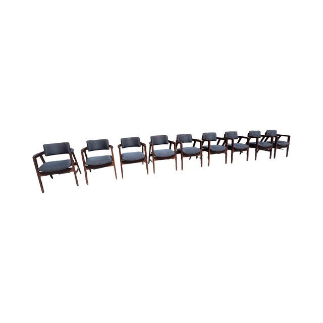 Vintage Mid Century Modern Gunlocke Dining Chairs 9 Available Walnut Floating Back Office For Sale In Palm Springs - Image 6 of 12