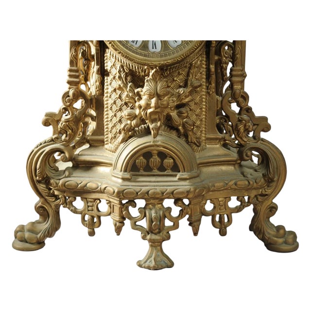 Pasargad DC Les Classiques Brass Mantel Antique Clock For Sale - Image 4 of 5