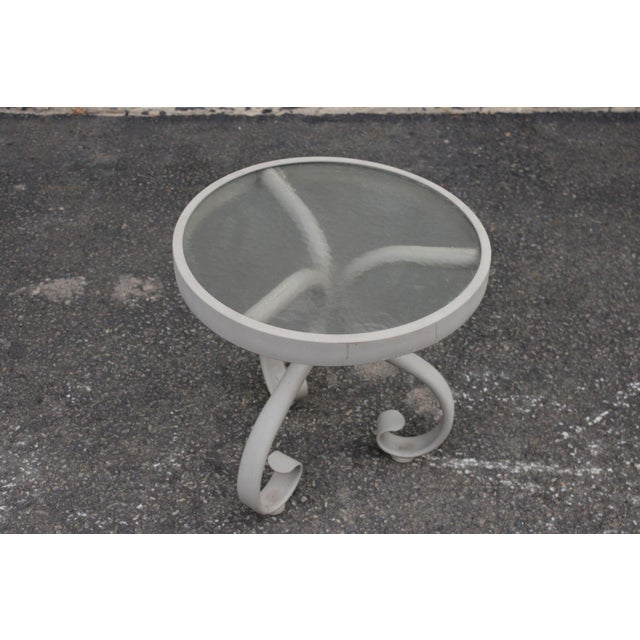 Woodard 'Ramsgate' Glass Top Aluminum Outdoor Round Patio Side Table For Sale - Image 15 of 18