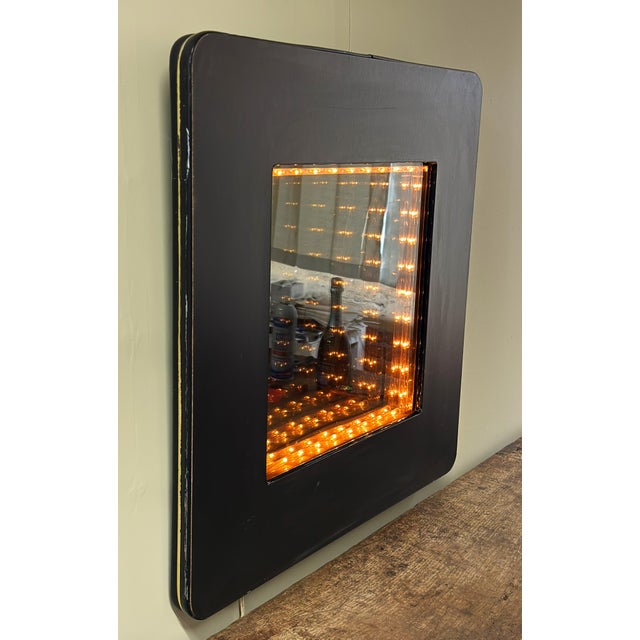 1980s Vintage c.1970's/80's Infinity Mirror Wall Light in Matte Black For Sale - Image 5 of 12