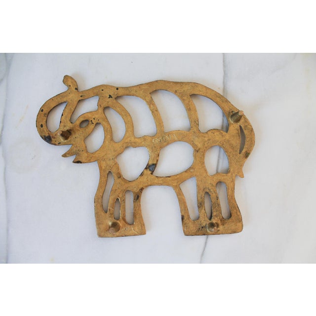 Mid 20th Century Vintage Brass Elephant Trivet Footed Hot Plate Dish Holder For Sale - Image 5 of 8