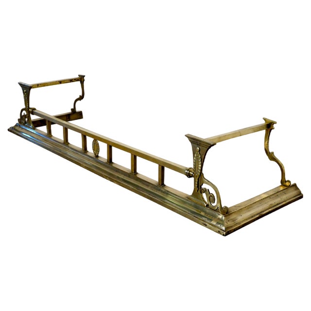 Large Victorian Art Nouveau Brass Fender, 1880s For Sale