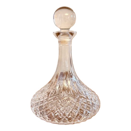 Antique Edwardian Cut Glass Ships Decanter, 1900 For Sale