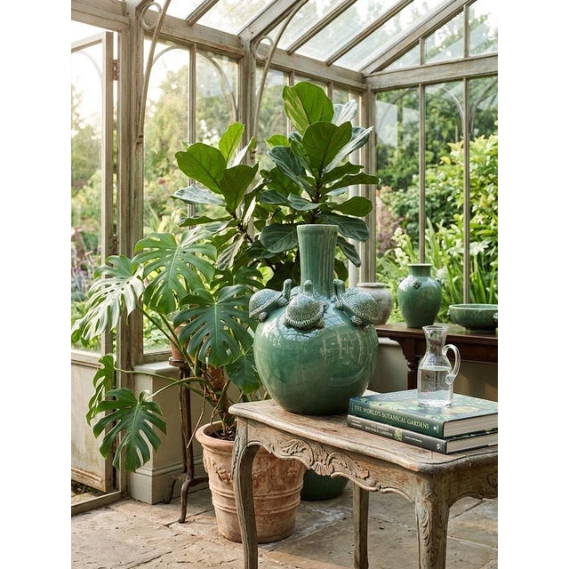 Celadon Whimsical Sage Green Glazed Celadon "Turtle" Vase For Sale - Image 8 of 8