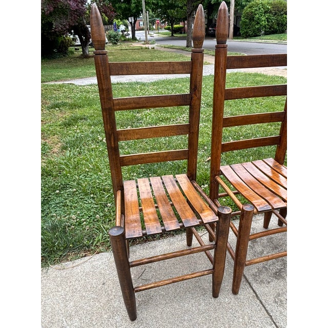 Drexel Heritage Early 1900s Ladderback and Slat Seat Dining Chairs, Set of 4 For Sale - Image 4 of 13