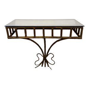 Gilt Iron Faux Bamboo Wall Shelf / Console