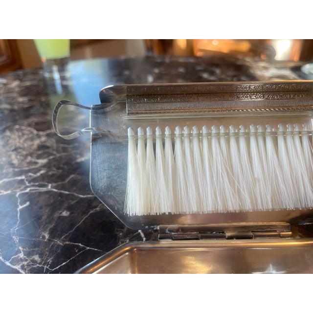 1970s 1970s Silver-Plate Butler Crumb Catcher & Brush For Sale - Image 5 of 9