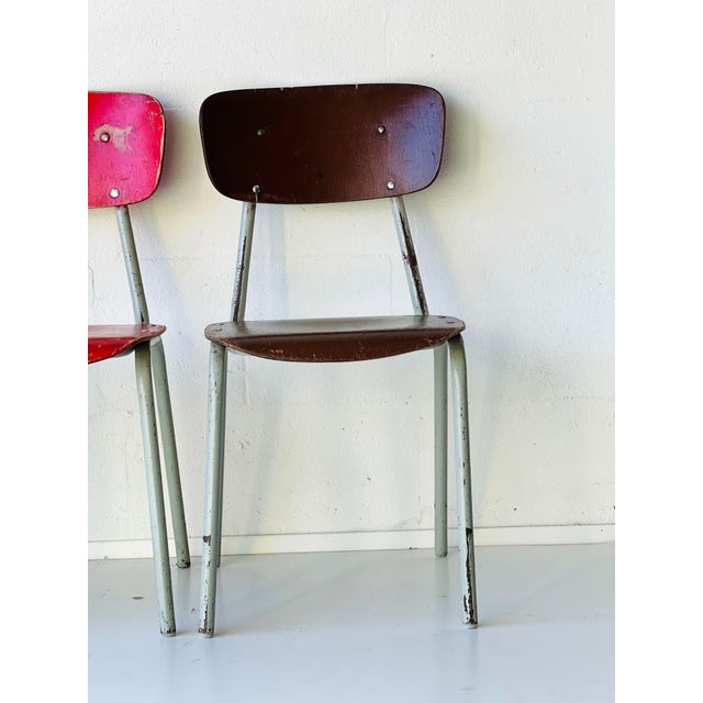 Vintage School Chairs, Set of 4 For Sale - Image 5 of 18