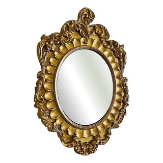 Mid-Century Baroque Style Gilt Plaster Mirror, 1950s For Sale