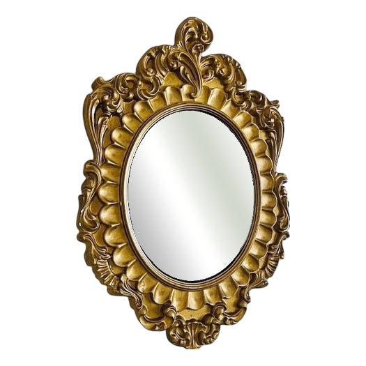 Mid-Century Baroque Style Gilt Plaster Mirror, 1950s For Sale