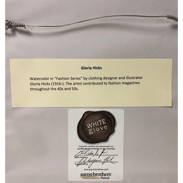 1943 Fashion Design Series Watercolor Painting, Gloria Hicks (American, 1916-) - #Sw-6w For Sale In New York - Image 6 of 8