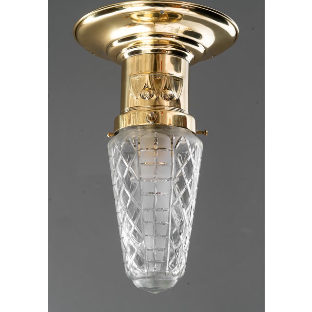 Small Art Deco Ceiling Lamps with Cut Glass Shades, Vienna, Austria, 1920s, Set of 5 For Sale - Image 12 of 18