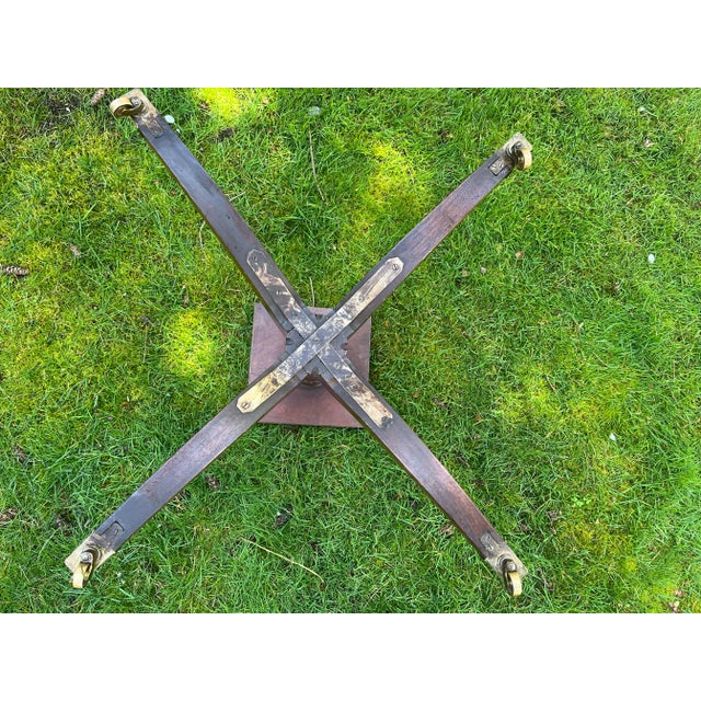 Inlaid Oval Pedestal Coffee Table Cherry Mahogany Vintage For Sale - Image 4 of 6