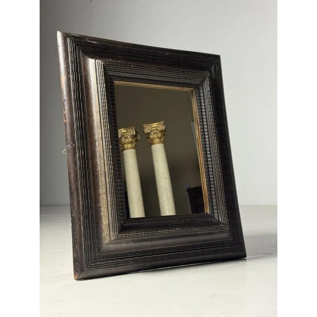 Glass Mirror in Brown Ribbed Frame For Sale - Image 7 of 9