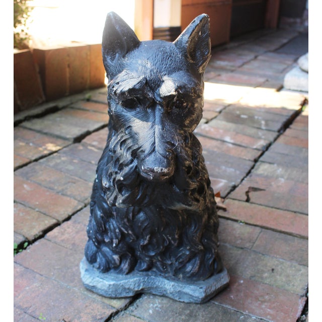 1990s Vintage 1990s American Cast Stone and Painted Scottie Dog Garden Statue For Sale - Image 5 of 5