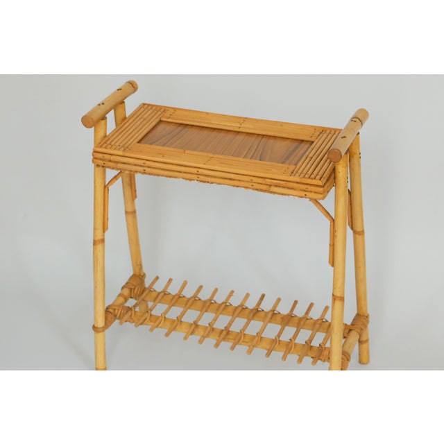 Mid-Century Italian Rattan and Bamboo Side Table attributed to Vivai del Sud, 1970s For Sale - Image 9 of 14